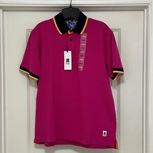 Vibrant Magenta Polo Shirt with Black Collar